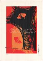Hervé, Rodolf (1957-2000): Eiffel-torony. Szitanyomat, papír, jelzett. 32x22 cm. / Hervé, Rodolf (1957-2000): Eiffel-tower. Screenprint on paper, signed, 32x22 cm.