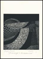 Joseph Kádár (1936-2019): Hommage a Le Corbusier. Szitanyomat, papír, jelzett, számozott (31/100). Hátoldalon a művész pecsétjével. 13,5x13,5 cm