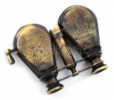 R & J Beck Ltd. London színházi látcső, összecsukható, gravírozott réz tokkal, jelzett, 12,5x9,5...