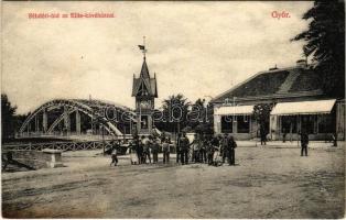 1909 Győr, Sétatéri híd az Elite kávéházzal. Börzsey Lajos kiadása (fl)