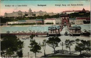 1913 Budapest, Lánchíd, Királyi vár, lóbusz (EK)