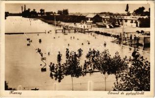 1934 Karcag, Strand és gyógyfürdő, fürdőzők. Nagy Lajos kiadása (EK)