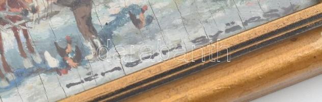 Németh György (1888-1962): Tanya. Olaj, fa, jelzett. Keretben, máz repedésekkel. 12x17 cm