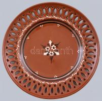 Népi kerámia tál, falra akasztható, hibátlan, jelzett d: 30 cm