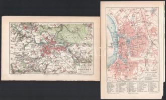 cca 1890-1900 össz. 40 db különféle témájú térkép a Pallas Nagy Lexikonából és többségében a Meyer&#...