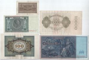 Német Birodalom 1910. 100M + 1920. 100M + 1922. 10.000M + 1929. 10M + DN (1939-1944.) 1M T:III közte...