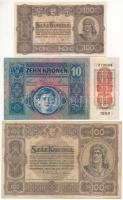1915. 10K piros "DEUTSCHÖSTERREICH" felülbélyegzéssel + 1920. 100K + 1923. 100K T:II-III-