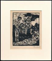 Kondor Béla (1931-1972): Szidalom. Fametszet, papír, paszpartuban, utólagos jelzéssel, 14×11 cm