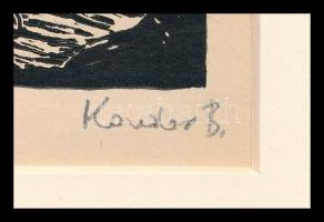 Kondor Béla (1931-1972): Szidalom. Fametszet, papír, paszpartuban, utólagos jelzéssel, 14×11 cm