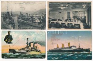 4 db RÉGI német és francia hadihajós képeslap / 4 pre-1945 German and French warships motive postcards