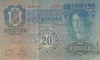 1913. 20K II.kiadás piros "Deutschösterreich" körbélyegzővel T:I