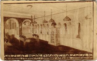 1921 Nyitra, Nitra; Vázlat a Braun kávéházból, belső. Stefkovits-Dombay Atelier / sketch of a cafe, interior (fa)