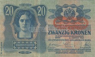 1913. 20K II.kiadás piros "Deutschösterreich" körbélyegzővel T:I
