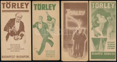 7 db különféle pezsgős számolócédula (Törley, Francois Pezsgő, Littke Pezsgőgyár), Klösz Gy. és Fia Bp., közte Gönczi-Gebhardt Tibor (1902-1994) grafikáival illusztráltak