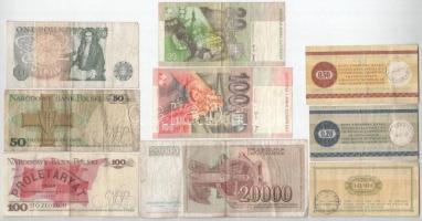 9 db vegyes külföldi bankjegy tétel, közte Nagy-Britannia DN (1978-1981) 1P "E15N 692512" ...