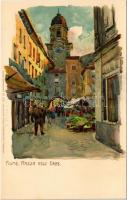 Fiume, Rijeka; Piazza dellErbe / square, market. E. Schambik. Kuenstlerpostkarte No. 1137. von Ottmar Zieher litho s: Raoul Frank