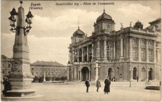 Zagreb, Zágráb, Agram; Sveucilistni trg / Place de l'Université / square, theatre (EK)