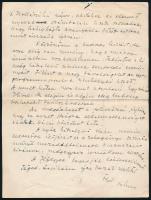 1941 Kolozsvár, Magyar Kir. Földművelésügyi Minisztérium fejléces levélpapírjára írt személyes hangv...