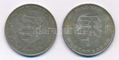 1947. 5Ft Ag "Kossuth" (2x) T:3 patina 
Adamo F8.1