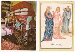 34 db MODERN népviseletes képeslap / 34 modern folklore postcards