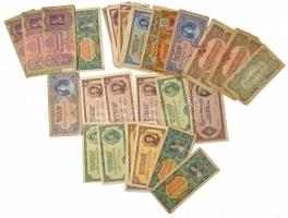 1930-1946. 20P - 1.000.000BP (47x), közte 1930. 100P (5x), 1944. 20P A Vöröshadsereg Parancsnoksága + 100P A Vöröshadsereg Parancsnoksága (2x) T:III,III- közte szakadás, folt, firka