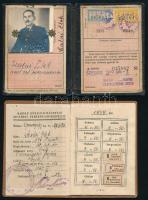 1942-1949 2 db fényképes igazolvány főtörzsőrmester utazási igazolbánya és közalkalmazotti igazolványa