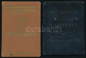 1942-1949 2 db fényképes igazolvány főtörzsőrmester utazási igazolbánya és közalkalmazotti igazolván...