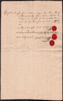 1833 Latin nyelvű kézzel írt dokumentum 3 db viaszpecséttel