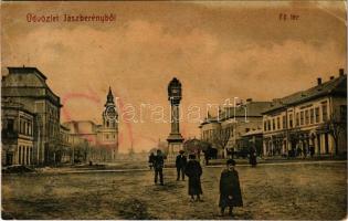 1911 Jászberény, Fő tér, Lehel szálloda és kávéház, Pannonia szálloda, Haász Adolf üzlete. W.L. 222. (Rb)