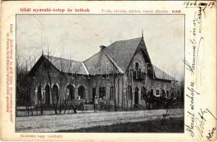 1906 Göd, Nyaralótelep és telkek, Biciklista nagy vendéglő. Kiadó a Sződrákosi és gödi tégla- és cementlap-gyárak és puszta Sződ-Rákos-Csörögh-Gödi gazdaság (EK)