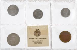 San Marino 1979. 1L - 20L (5xklf) forgalmi sor emlékkiadásokból, eredeti tokban T:1 patina, sérült t...