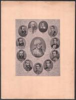 1898 I. Ferenc József (1830-1916) császár- és király különböző életkorában, fotómontázs kartonra ragasztva, jó állapotban, 19×14 cm