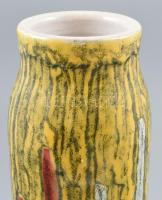 Illés László: Retró kerámia váza. Minimális mázlepattanás a szájperemén. Jelzett, m: 36,5cm