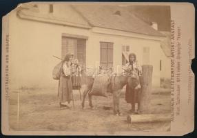 cca 1900 Szlovák cigányok Auerbach & Letzter / Slovakian gypsies keményhátú fotó sérült 17x11 cm