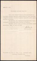 1911 Vaszary Kolos (1832-1915) bíboros saját kezű aláírása kinevezési okmányon, későbbi beszakadások javítva