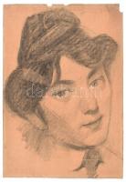 Olvashatatlan jelzéssel: Női portré 1907. Szén, papír, szélén kis sérüléssel, 24x17cm