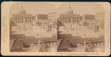cca 1900 Sztereofotó: Róma, Vatikán Szent Péter székesegyház 18x9 cm