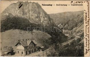 1917 Petrozsény, Petrosani; Boli barlang vasútállomás / Pestera Bolii / railway station near Bolia cave