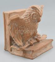 Erdős kerámia, Gyula: Bagoly. Figurális könyvtámasz, Kopásnyomokkal, etikettel jelzett, m: 20 cm