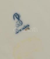 Dísz kaspó, porcelán, jelzett, kopásnyomokkal, m: 14cm, d: 19cm