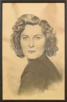 Kenay jelzéssel: Női portré 1947. Ceruza, papír, keretben, 59x39cm