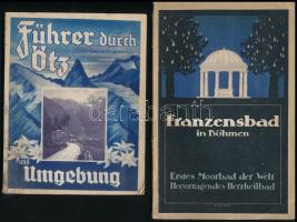cca 1920-1930 4 db német nyelvű útikönyv, turisztikai ismertető: Der Weltkurort Franzensbad, Höhenkurort Semmering und Umgebung, Führer durch das Ostseebad Niendorf, Führer durch Ötz und Umgebung. Fekete-fehér képekkel illusztrálva, papírkötésben, változó állapotban.