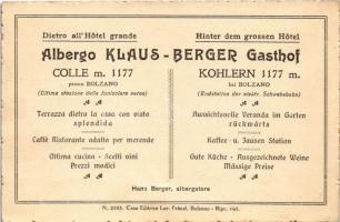 Bolzano, Bozen (Südtirol); Teleferica al Monte Colle, Albergo Klaus Berger / cableway car, hotel adv...