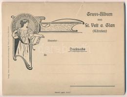 Sankt Veit an der Glan (Kärnten), Gruss-Album - Art Nouveau postcard leporello with 9 pictures (tear)