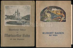 3 db osztrák útikönyv: Kurort Baden bei Wien; Illustrierter Führer der Mariazeller Bahn; Wien und Niederösterreich. Fekete-fehér képekkel illusztrálva. Német nyelven. Kiadói papírkötés, kissé sérült állapotban.