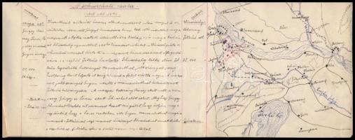 cca 1898 Az 1848-1849-es szabadságharc csatáinak kézi leírása 20 lapon, kézzel rajzolt részletes tér...