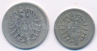 Német Birodalom 1875D 1M Ag + 1876A 10pf Cu-Ni T:3
German Empire 1875D 1 Mark Ag + 1876A 10 Pfennig...