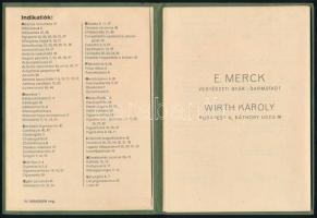 cca 1910 A német Merck gyár gyógyszerkészítményeinek magyar nyelvű ismertetője, kartonborítóban, Wir...