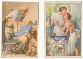 5 db RÉGI Márton L.-féle Cserkészlevelezőlapok Kiadóhivatal képeslap Márton L. szignóval / 5 pre-194...