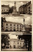 1936 Magyaróvár, Mosonmagyaróvár; Deák Ferenc téri részlet, Fekete Sas szálloda, Moson megyei Karolina kórház (fa)
